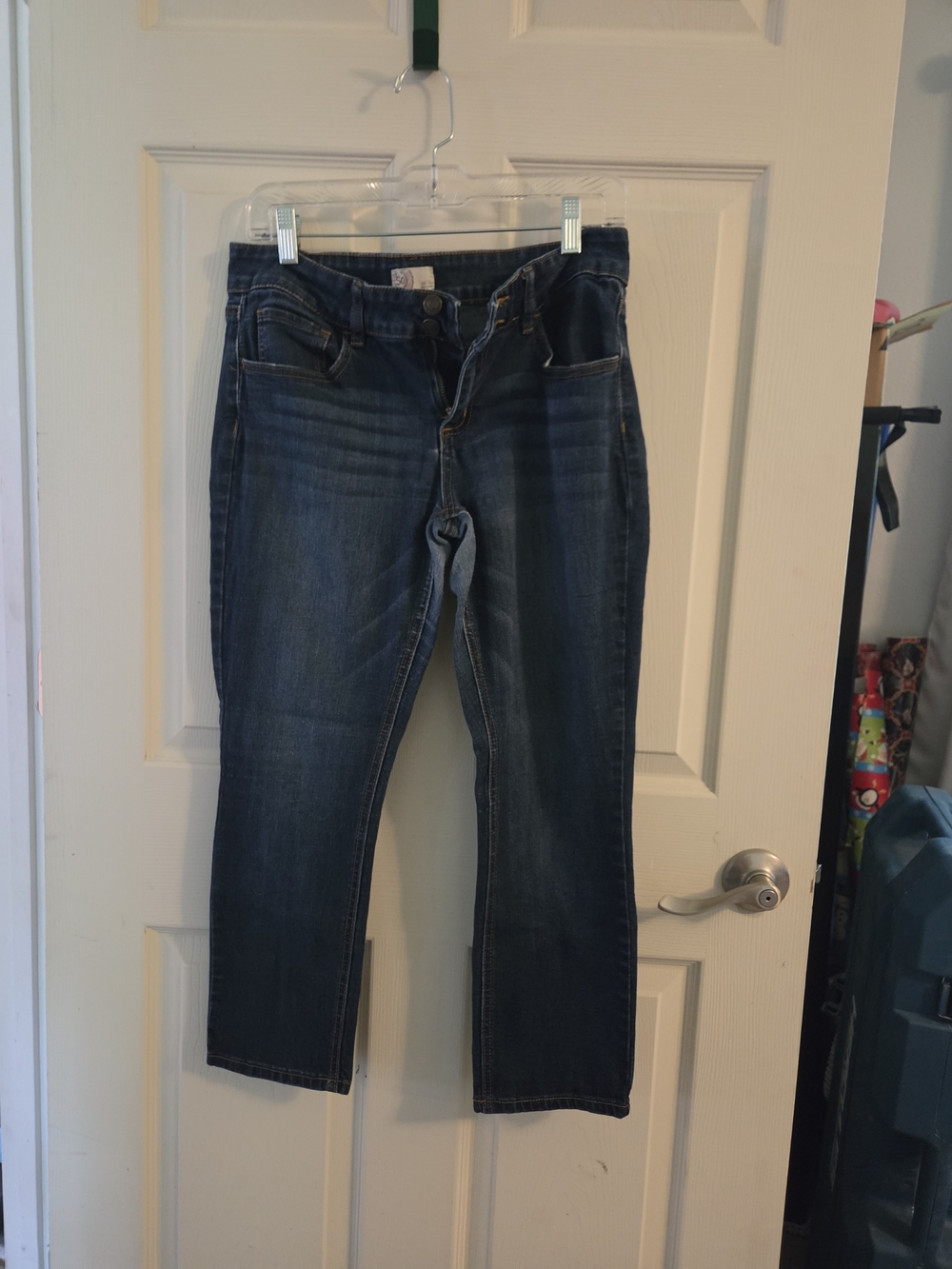 Women's Dark Blue Cropped Straight-Leg Jeans